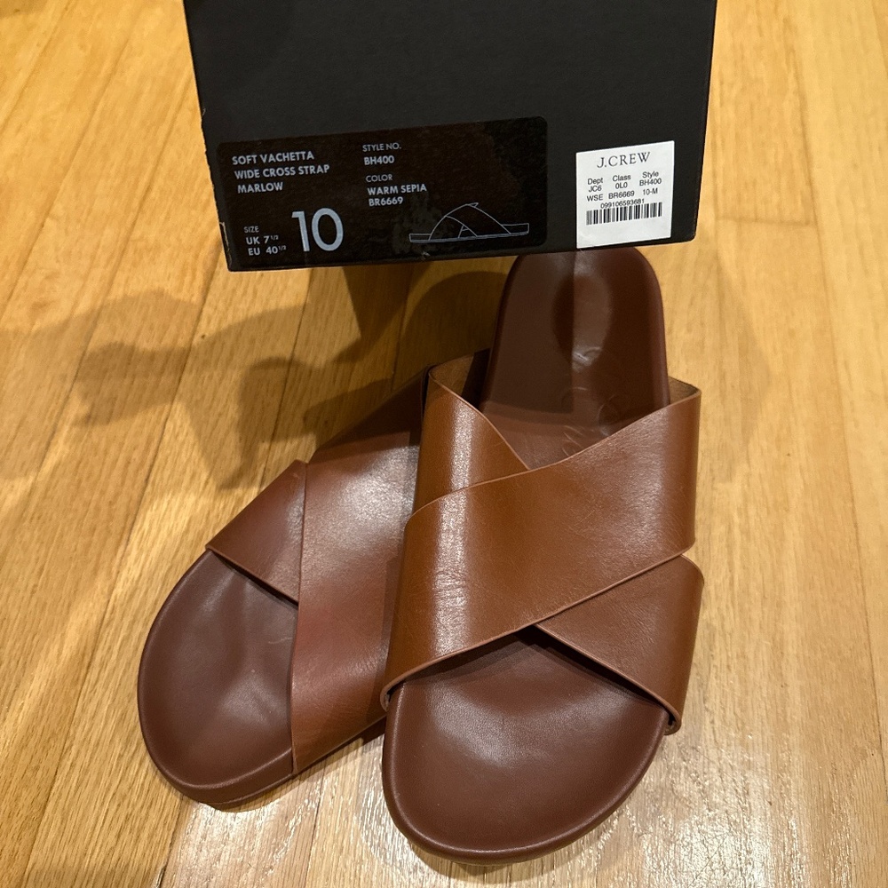 New J. Crew Soft vachetta leather Marlowe sandals size 10